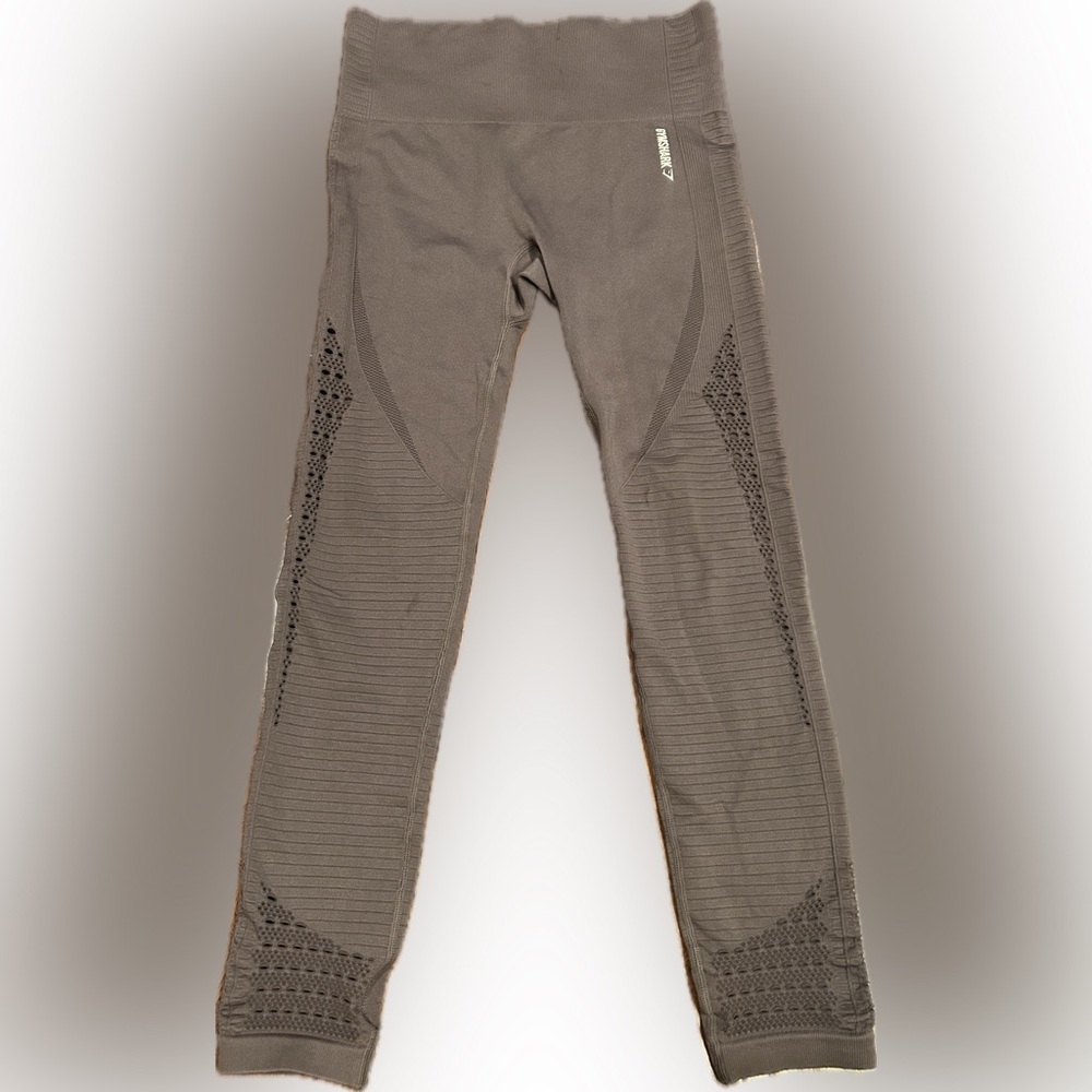 Gymshark MED energy seamless Gray eyelet detailed active compression Leggings - Picture 4 of 7